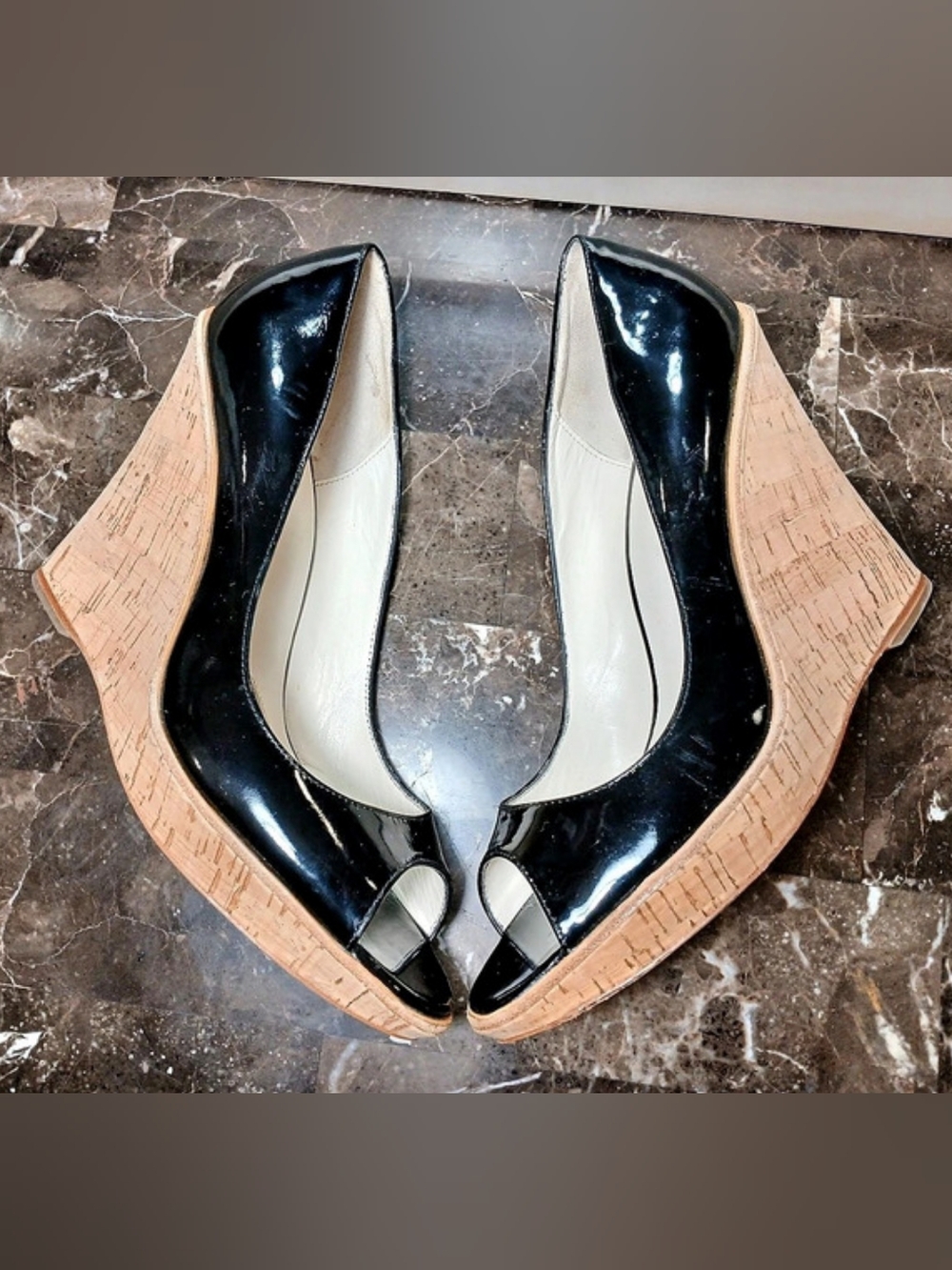 ALDO Black Patent Wedge Pumps Sz 9